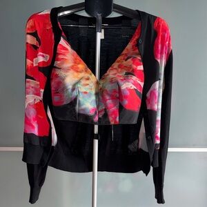 H&M Multicolor Blazer with Black Bra top